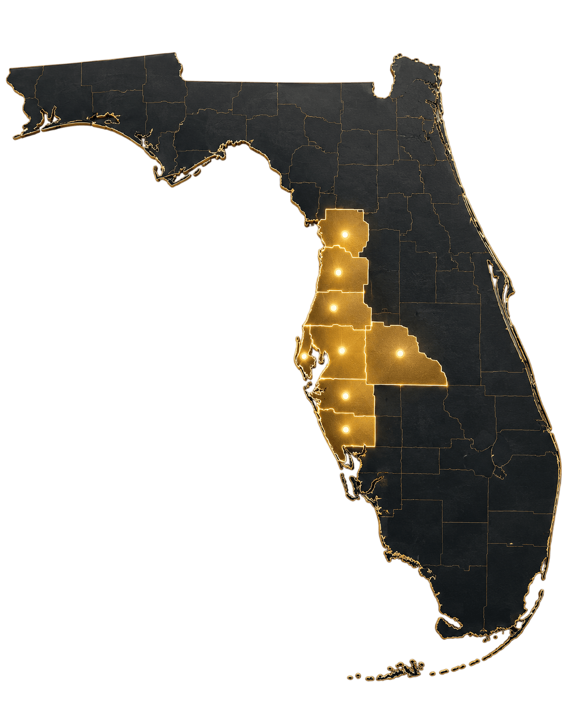 Florida service area map showing counties served by Viking Sewer Rehab