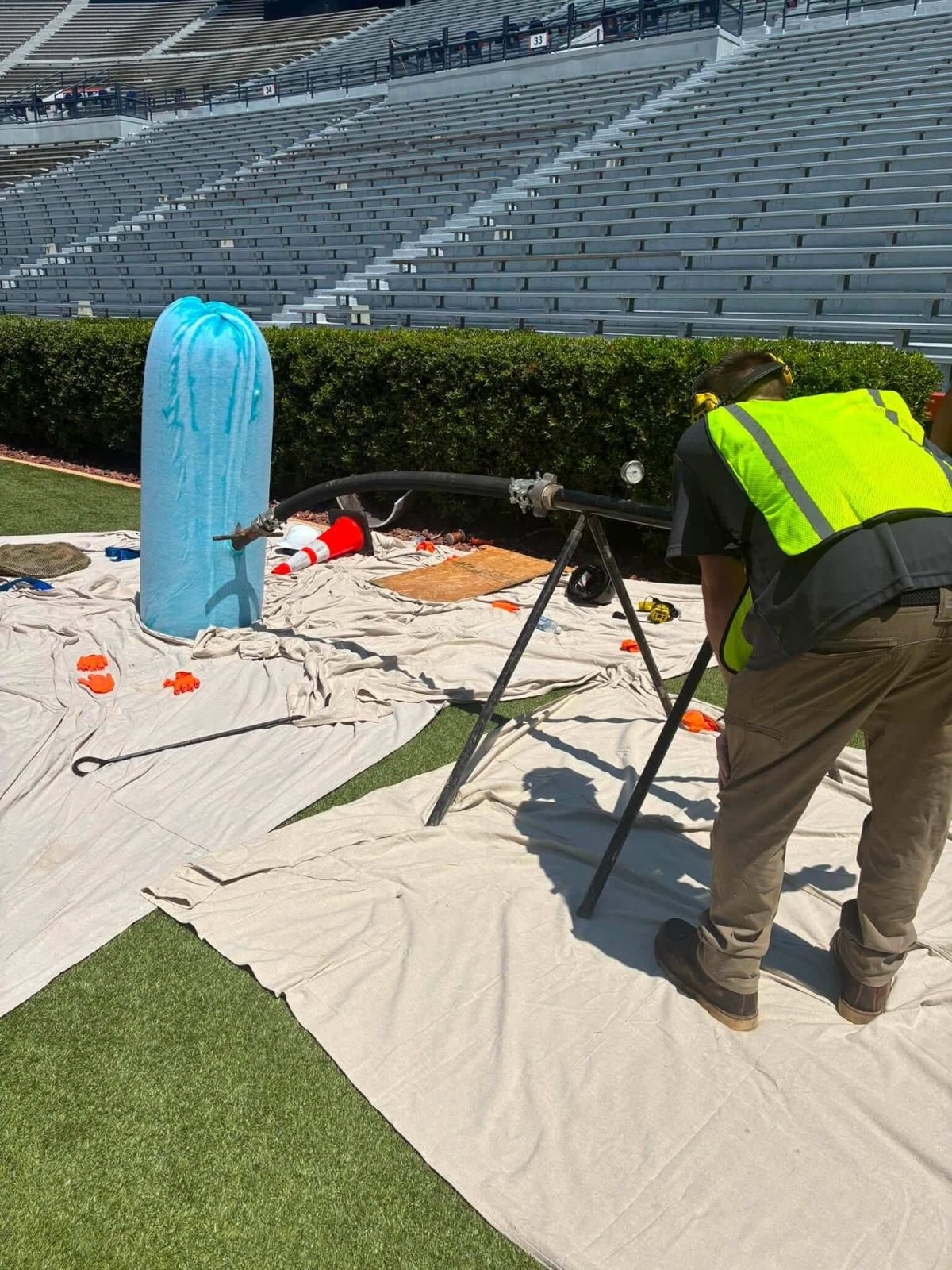 Viking Sewer Rehab trenchless pipe lining setup during Auburn University sewer rehabilitation work